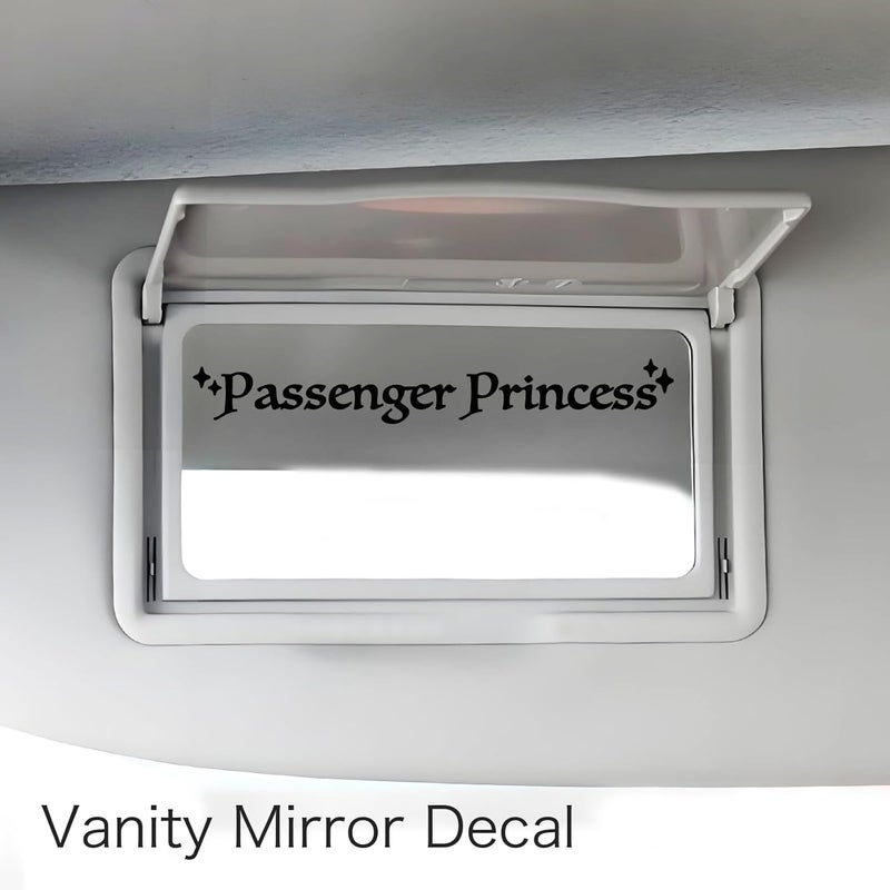 CYLDGNS 3 x Car Rear Mirror Vinyl Decal Stickers Decor Cute Car Laptop Sticker Aesthetic Car Positive Affirmation Decal Car Rearview for Women Gift for Her (Black, Passenger Princess) - Image 2